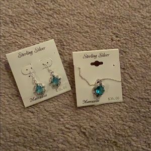 Set of sterling silver earrings and necklace